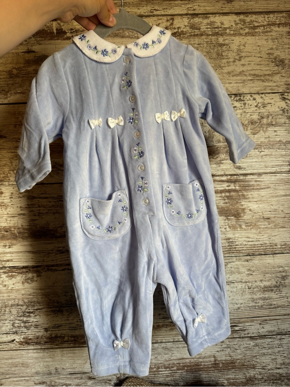 Vintage Buster Brown Classic Lavender Embroidered Baby One-Piece
